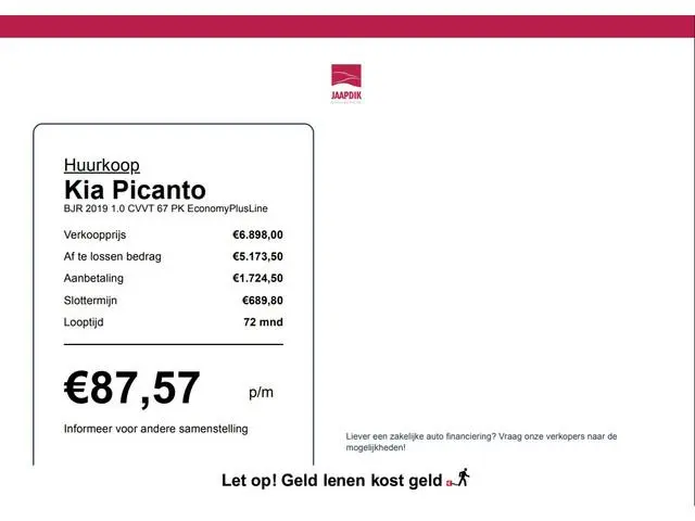 Kia Picanto BJR 2019 1.0 CVVT 67 PK EconomyPlusLine KOPPELING VERVANGEN! | LMV | AIRCO | 5 DRS. | AP...
