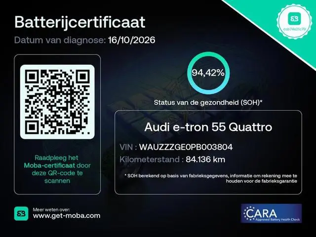 Audi e-tron 55 quattro S edition 95 kWh 408pk | SOH 94,42% | Panoramdak | Parkeercamera | Luchtverin...