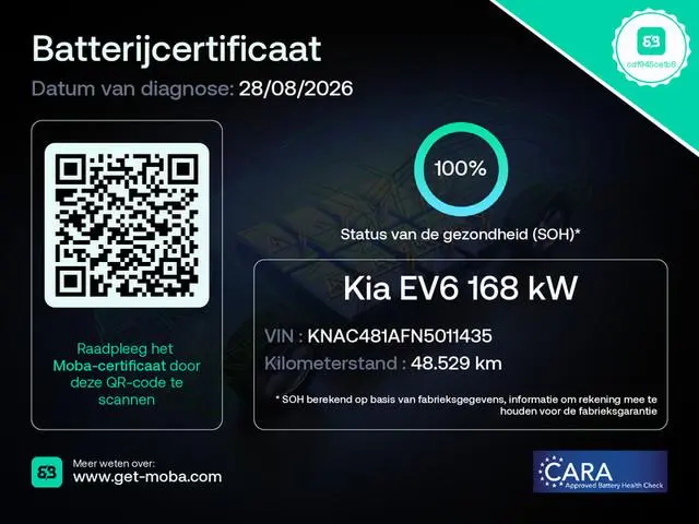 Kia EV6 77.4kWh GT-Line (SOH 100%) - Navigatie - 360 Camera - Elektr. sportstoelen - Elektr. schuifd...